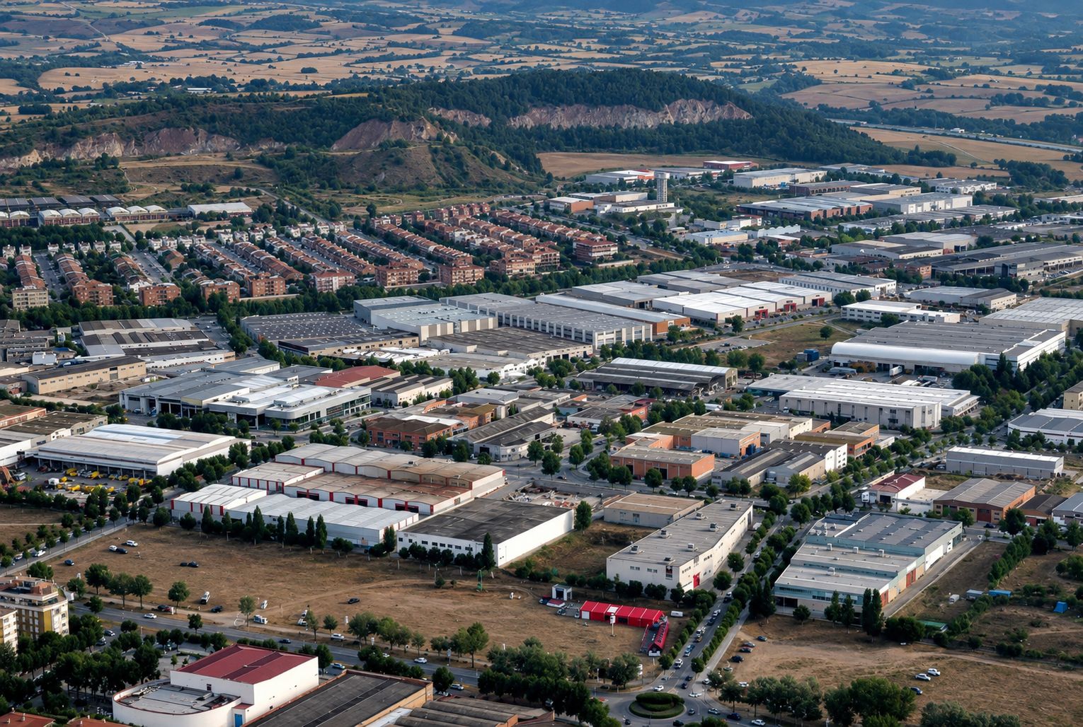 Vista aèria d'un polígon industrial